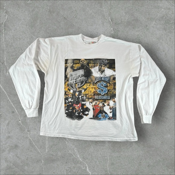 Vintage Ruff Ryders Shirt Mens XXL White Long Sleeve 90s Cash Money Records DMX‎
